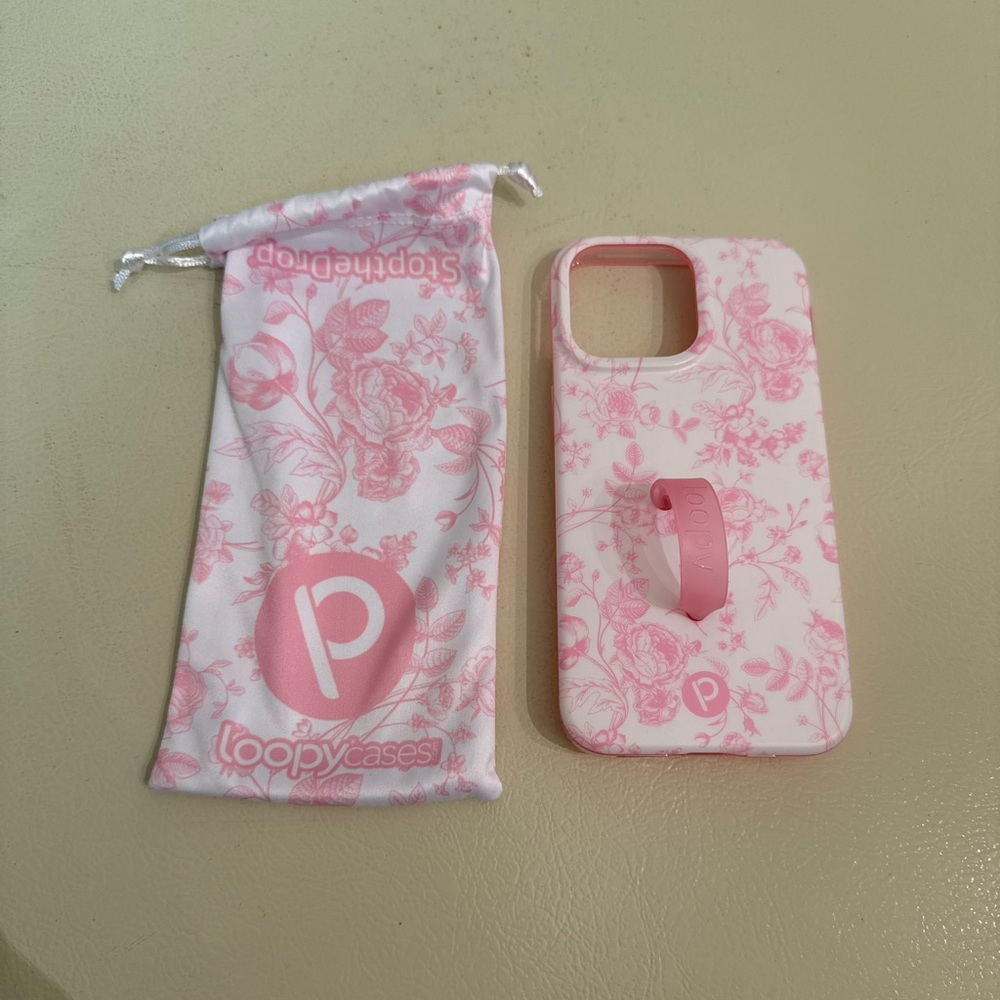 Loopy Case Pink Floral Phone Case with Loopy Strap